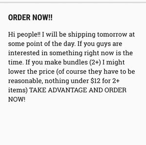 Make your orders now! Ships tomorrow